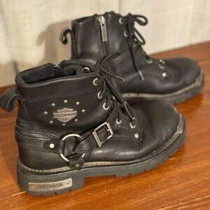 Harley-Davidson Black Leather Ankle Boots